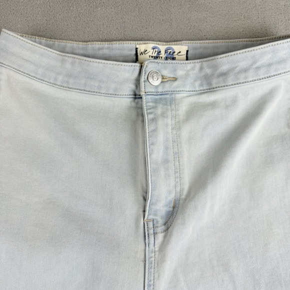 We The Free Jeans Womens 28x26 Blue Denim Super Flare Raw Fray Retro Bell Bottom - Picture 8 of 16